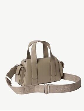 Calvin Klein Women's Webbing Crossbody Strap Pockets Handbag Top zip closure